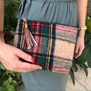 Plaid Clutch with Wriststrap